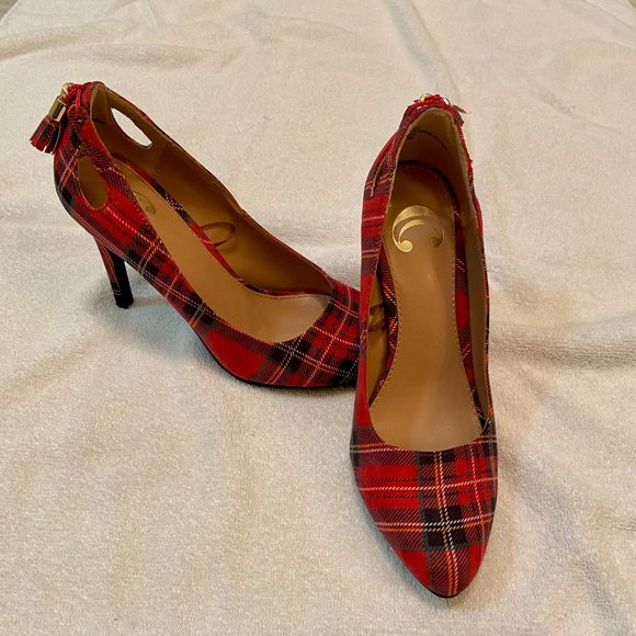 Shoes - Red plaid heels